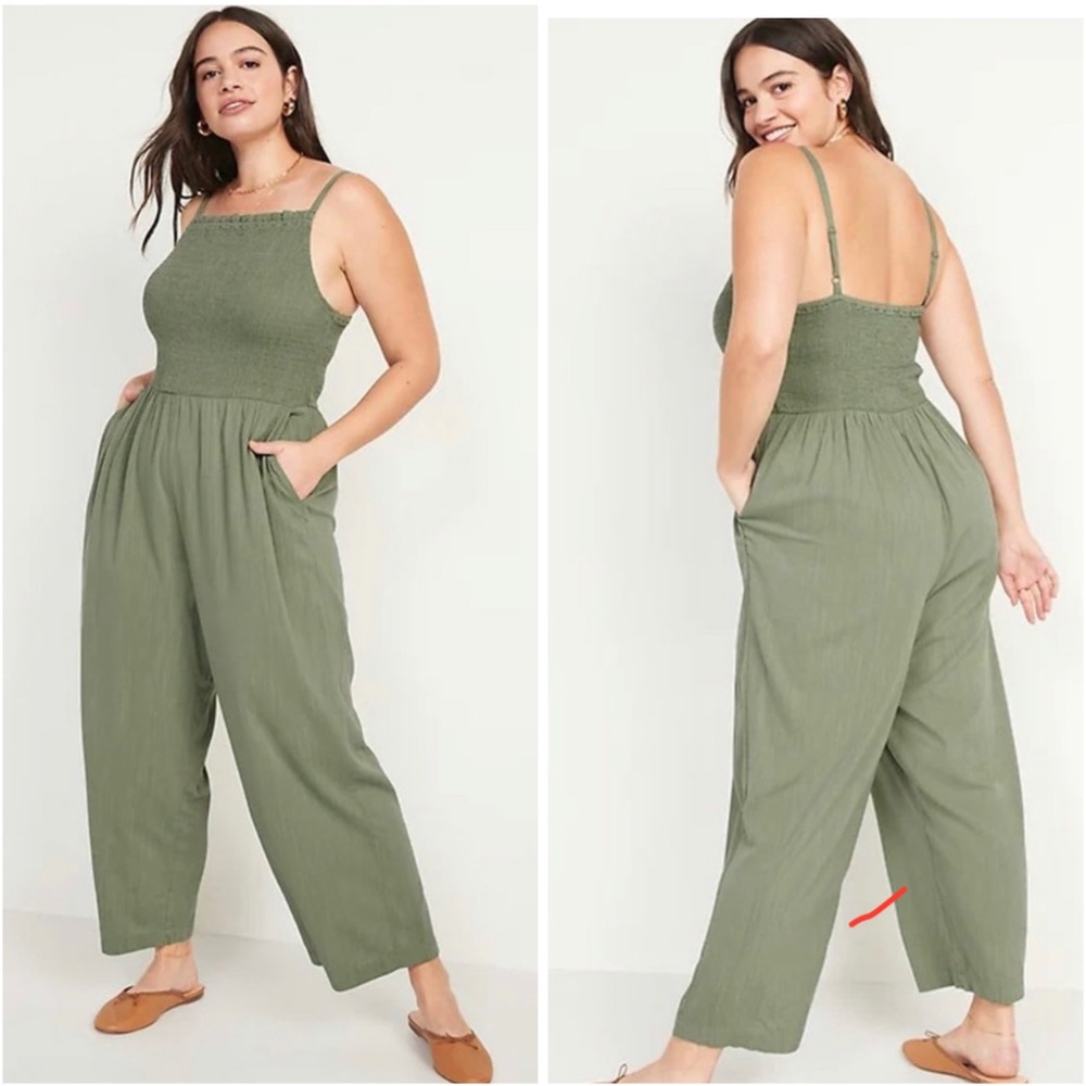 Old Navy Smocked Cami Jumpsuit Size XL Green